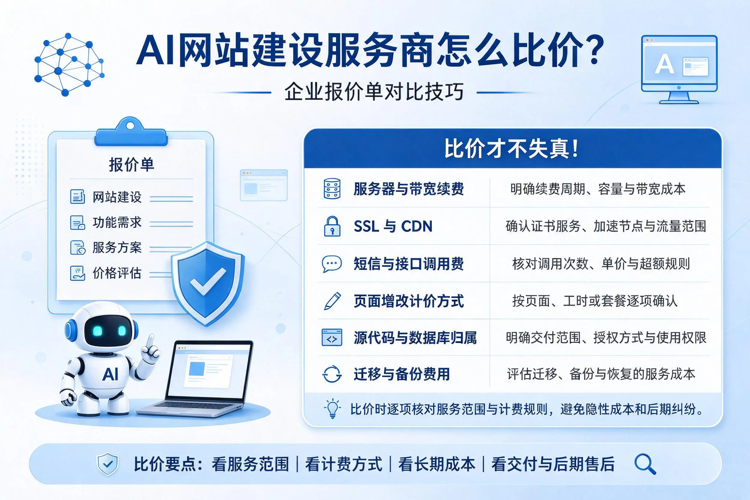 AI网站建设服务商怎么比价？揭阳企业报价单对比技巧
