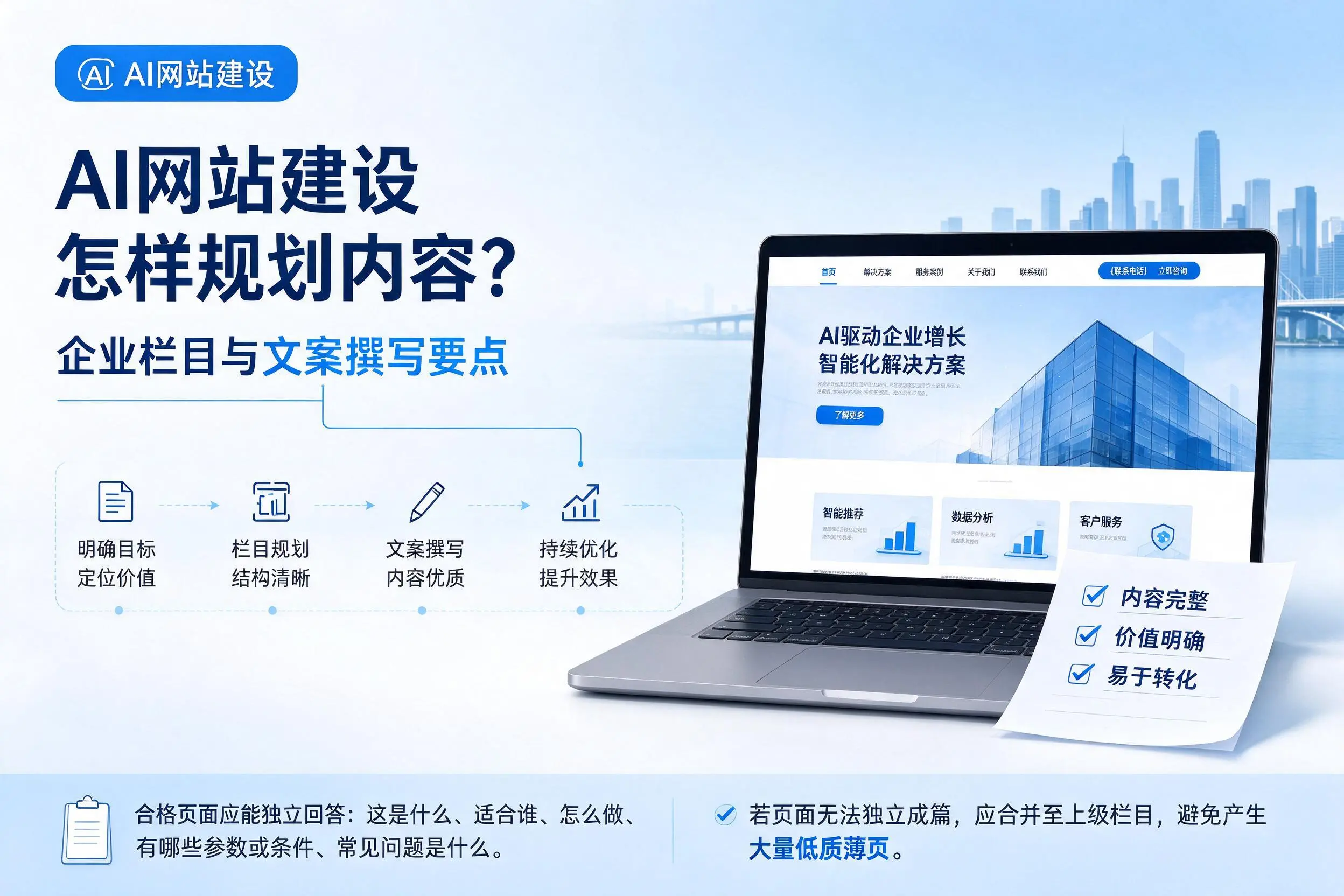 AI网站建设怎样规划内容?揭阳企业栏目与文案撰写要点