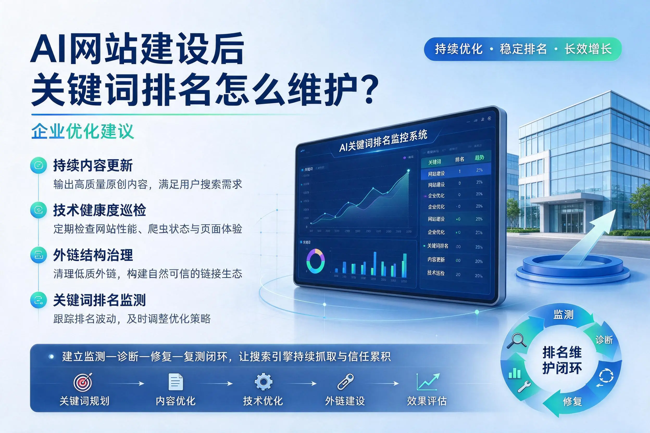 AI网站建设后关键词排名怎么维护?揭阳企业优化建议